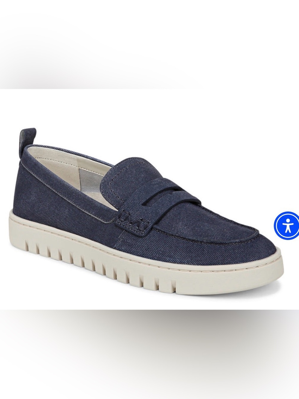 Vionic Uptown Dark Denim Suede Packable Penny Loafers Slip On Shoes Women’s 7